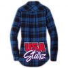 Women's Long Sleeve Flannel Blue Back - USA Youth Fitness Center