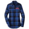 Women's Long Sleeve Flannel Blue Front - USA Youth Fitness Center